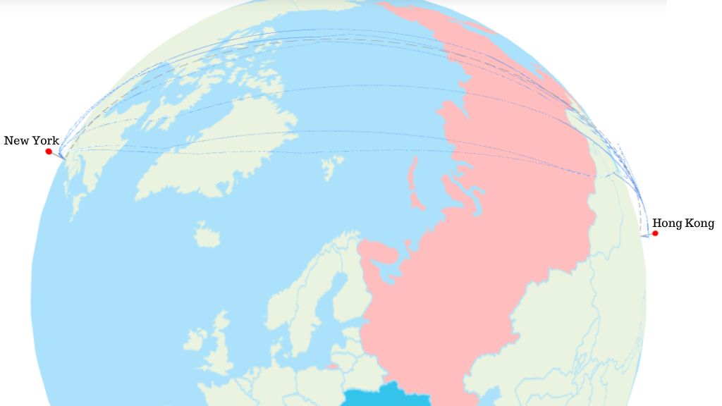 polar route new york hong kong