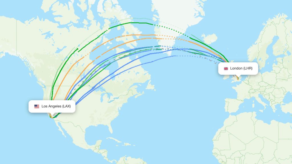 flight path curved los angeles london