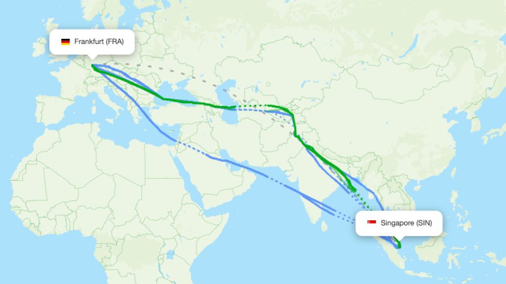 Flight paths with the longest detours